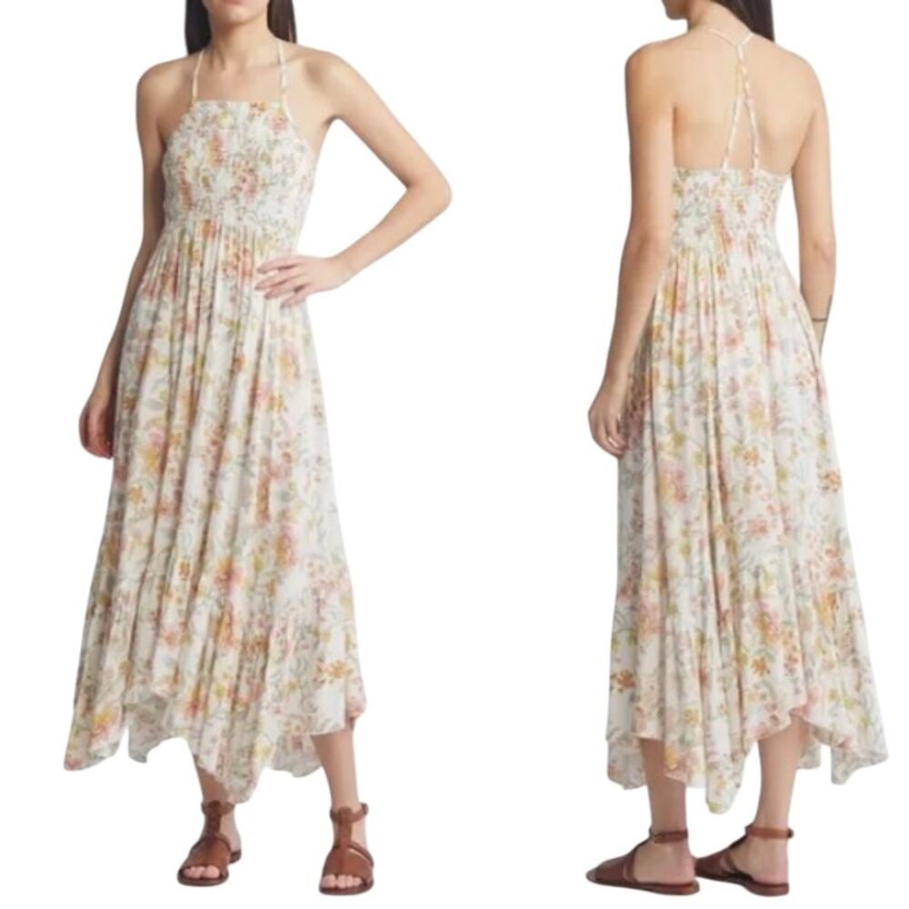 Free People Heat Wave Floral Print Smocked High-Low Dress Multi Women's Size XS